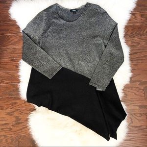 Alfani Black & Gold Metallic Asymmetrical Pullover